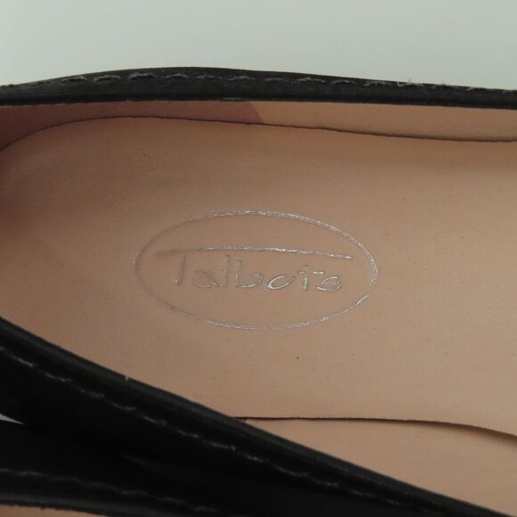 Talbots Women 6 B Shimmer Black Leather Cut Out Round Toe Ballet Flats Shoes - Picture 7 of 11